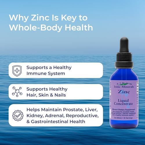 Eidon Ionic Minerals - Liquid Zinc Concentrate, Ionic Zinc Sulfate - 2 oz | Supplement Drops for Men, Women, & Kids, Support Immune System, Hair and Skin, Liver and Kidney Health