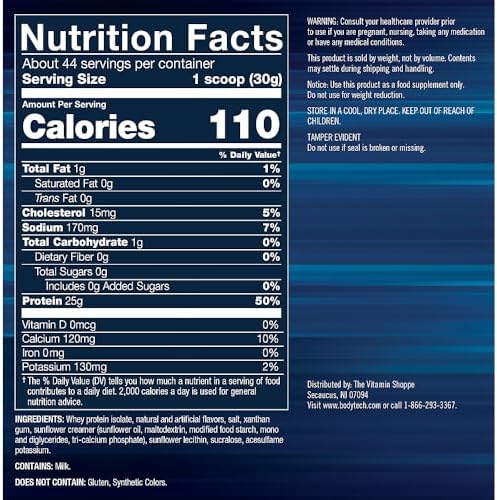 BodyTech Whey Protein Isolate Powder, French Vanilla, 1.5 LB, 23 Servings | 25G Protein per Serving, High Concentrated Protein Powder With Amino Acids & BCAAs for Men and Women, Gluten Free