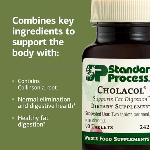 Standard Process Inc. Cholacol - Gallbladder Support Supplement - Fat Digestion Supplement for Digestive Health & Bile Support - Gluten-Free