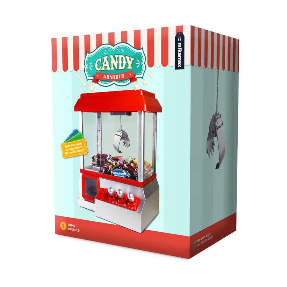 Mikamax - Candy Grabber - Arcade Game - Home Cake Machine - Claw Machine - Mini Fair Game Machine - Red - Candy Machine with Grip Arm