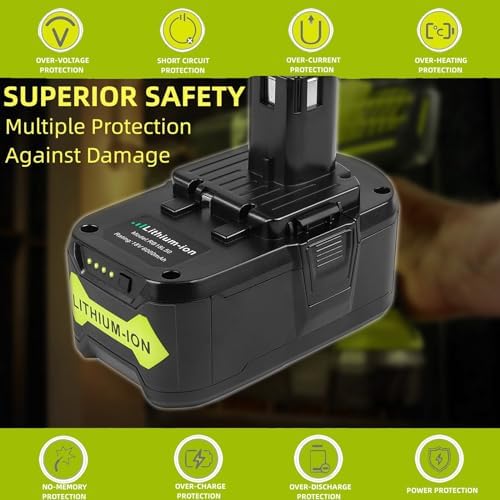 ARyee 18V Battery 6.0Ah 2-Pack, Replacement for Ryobi P107 P108 P109 Cordless Tools, Lithium-Ion Battery for Ryobi One+ 18V Power Tools