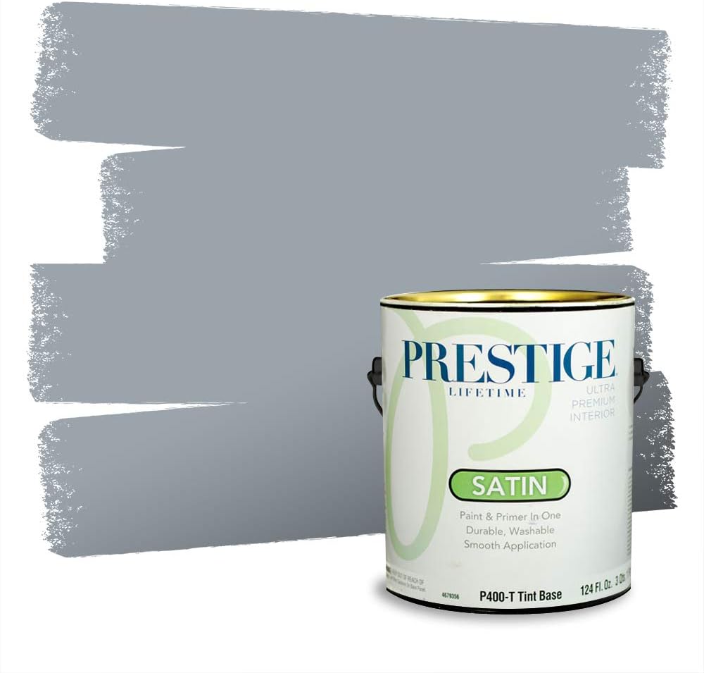 PRESTIGE Paints Exterior Paint and Primer In One, 1-Gallon, Semi-Gloss, Comparable Match of Behr* Intercoastal Gray*
