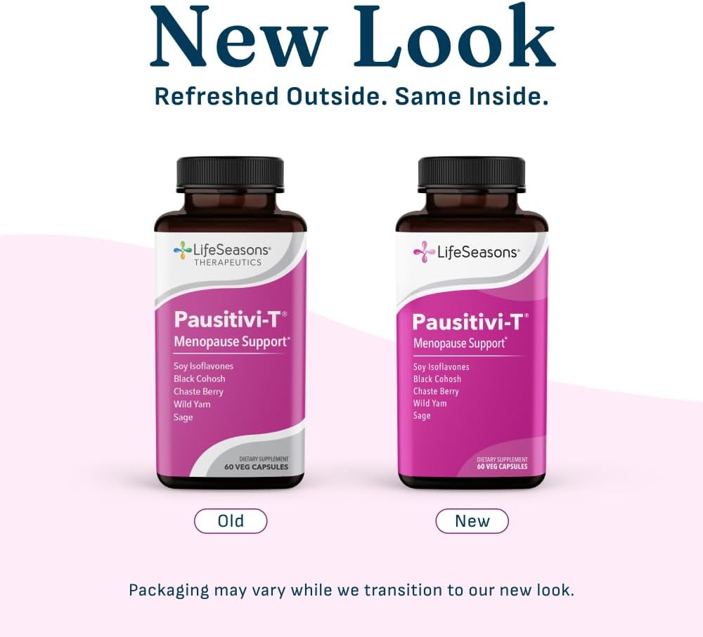 Pausitivi-T - Menopause Support Supplement - Powerful Relief for Hot Flashes, Hormone Imbalance & Night Sweats - Nourishes Tissue - Sage, Chasteberry, Soy Isoflavones & Black Cohosh - 60 Capsules
