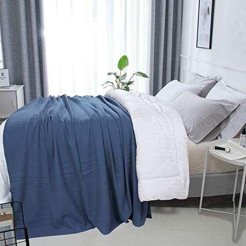 DOLLCENT 100% Cotton Queen Size Blanket for Bed, Premium Soft Combed Lightweight Blankets, Washed Breathable Cozy Bed Throw Blanket, Ivory Queen Cotton Blankets for All Season: Ivory (90"x90")