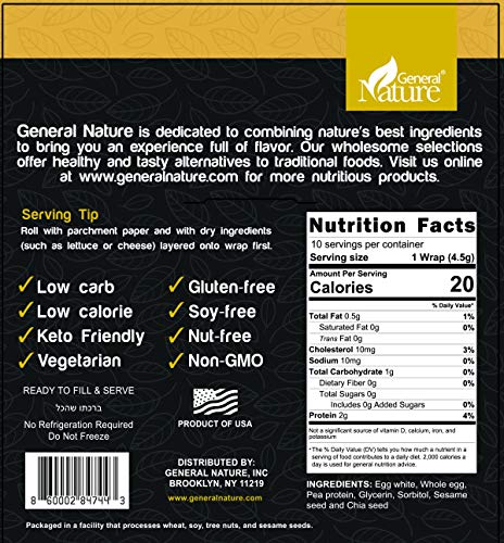 Wonder Wraps -Original- Low Carb Keto Tortillas | Non-GMO Kosher Low Calorie Burrito Wraps | Delicious Gluten Free, Soy Free, Nut Free