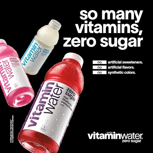 vitaminwater Squeezed Lemonade Zero Sugar, Flavored Water Beverage Bottles, 20 fl oz, 12 Pack