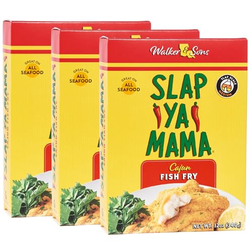 Slap Ya Mama Louisiana Style Cajun Fish Fry, No MSG and Kosher, 12 Ounce Box, Pack of 3 | Three 12 oz boxes of Cajun fish-fry breading for fish