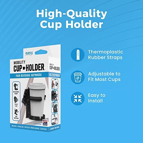 Easy Walker Cup Holder for Rollator Wheelchair Scooter, Adjustable Foldable