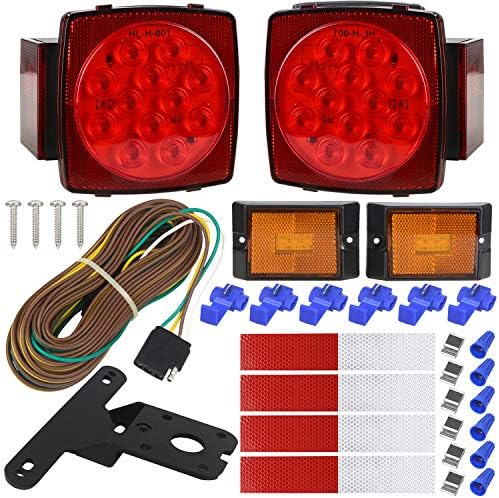 Submersible LED Trailer Light Kit, Super Bright Brake Stop Turn Tail License Lights for Camper Truck RV Boat Snowmobile Under 80" Inch
