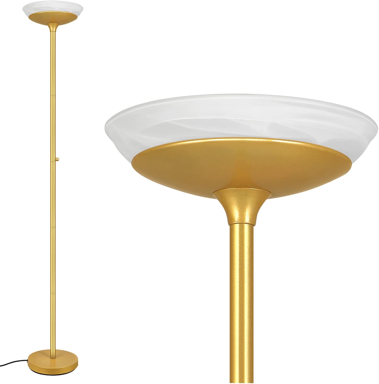 BoostArea Torchiere Floor Lamp, 30W Super Bright LED Standing Lamp, Stepless Dimmable Pole Lamp with 3000K Lighting, Rotary Switch