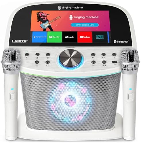 Singing Machine Karaoke Machine Screen, WiFi, Music Apps, 2 Microphones | All-in-One Karaoke Adults/Kids, Built-in Screen, 2 Wireless Mics, WiFi Enabled, App Compatible YouTube/Spotify, Home & Partie