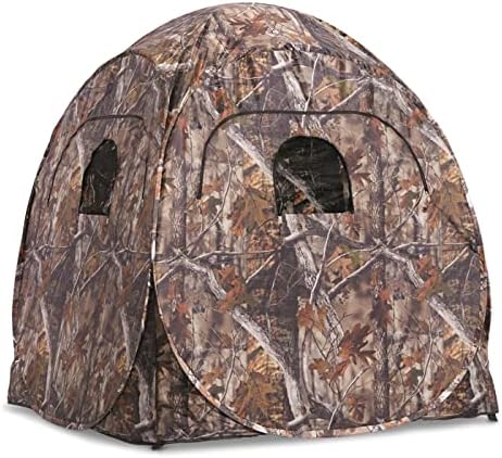 Guide Gear HuntRite Deluxe 4-Panel Spring Steel Hunting Blind; 2 Person Ground Tent for Deer and Turkey Season