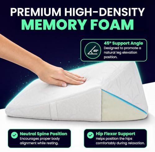 The Angle Wedge Pillow – Leg & Knee Pillow Wedge for Sciatica Pain Relief, Body Pain, Lumbar Decompression – Triangle Foam Cushion Bed Bolster for Lower Back Support, Small | Leg and Knee Pillow Wedge, Body Pain, Lumbar Decompression, Triangle Foam Cushi…