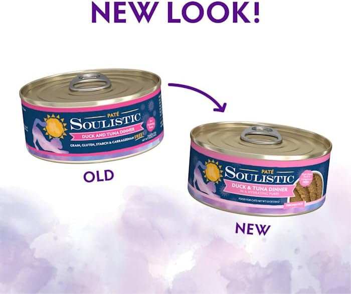 Soulistic Pate Duck & Tuna Dinner in a Hydrating Puree Wet Cat Food, 5.5 oz., Case of 8