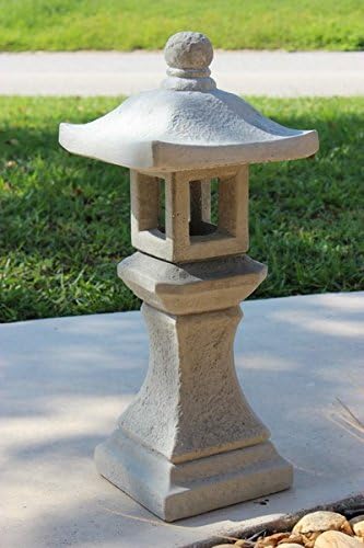 Garden Pagoda Concrete Japanese Stone Lantern,Oriental, Asian 3-piece Outdoor Garden Statue Sale 26" Tall Made in USA