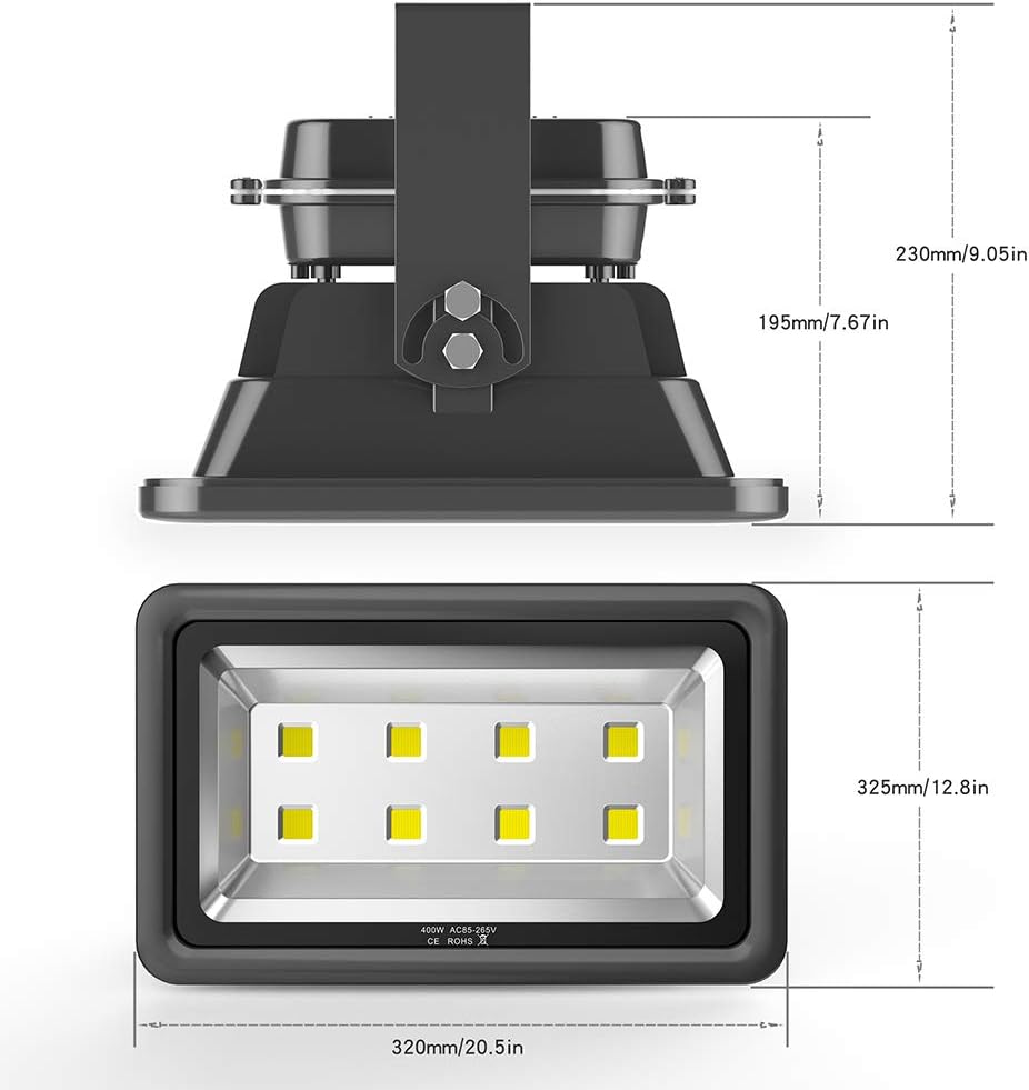 200W LED Flood Lights Outdoor, 110-285V, 20000LM Super Bright Security Light Fixture, IP66 Waterproof 6000K Daylight White，Landscape Commercial Industrial Lighting Fixtures