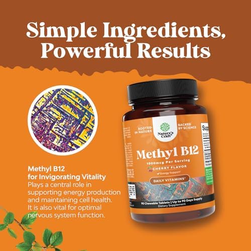 Chewable Vitamin B12 1000mcg for Energy & Mood Support- 90 Count