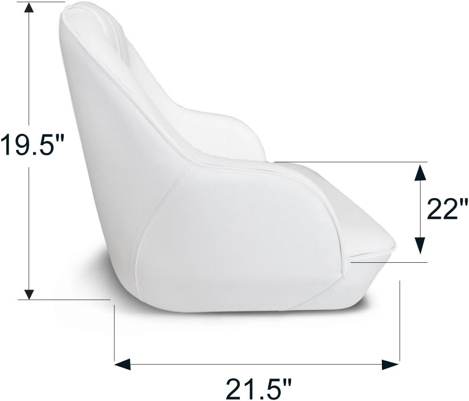 Leader Accessories Pontoon Captains Bucket Seat Boat Seat Boat Chair | Boat Chair with Armrest Ergonomic Design Compression Foam Padding Injection Molded Plastic Frame