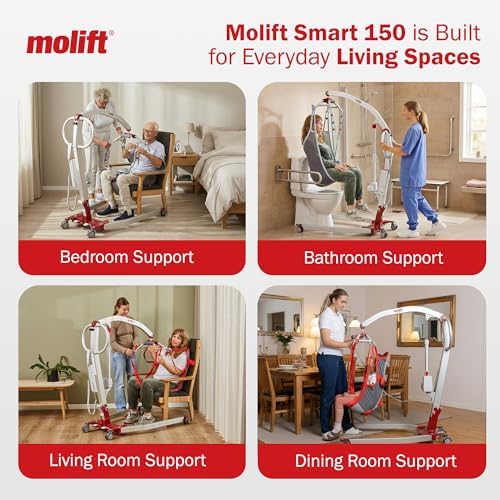 Molift Smart 150 Premium Electric Patient Lift Transfer Chair - No-Assembly Foldable Design for Home & Travel - Intelligent Professional-Grade Lift