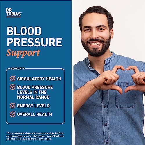 Dr. Tobias Blood Pressure Support Supplement 90 Capsules | Circulatory & Heart Health Support | Hawthorn + Hibiscus + Olive Leaf + Garlic | Vitamins