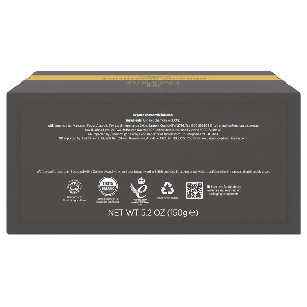 Taylors of Harrogate Green Tea with Lemon, Individually Wrapped Bags, 20 Count (Pack of 1), Citrussy, Mellow and Light, Caffeinated, Enjoy Hot or Iced, 20 Teabags