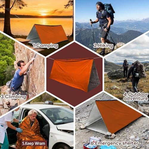 Deecam Emergency Survival Tent, 1 or 2 Person Mylar Thermal Shelter