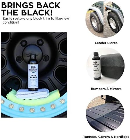 RUGGED RESTORE Trim Coat Plastic Restorer Kit | Restores Dull Faded Dried Out Interior Exterior Plastic Vinyl Rubber Trim Flares Fenders Bumpers