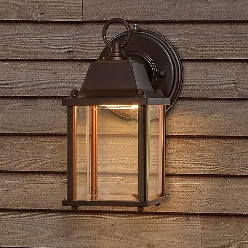 Maxxima LED Aged Bronze Outdoor Wall Light, Photocell, 650 Lumens 3000K