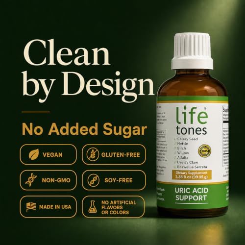 Life Tones Uric Acid Support - Joint Health for Men & Women - Liquid Uric Acid Cleanse for High Absorption - Herbal Cleanse Detox for Joint Comfort