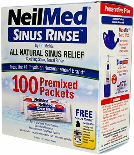 NeilMed Sinus Rinse All Natural Relief Premixed Refill Packets 100 Each (Pack of 3)