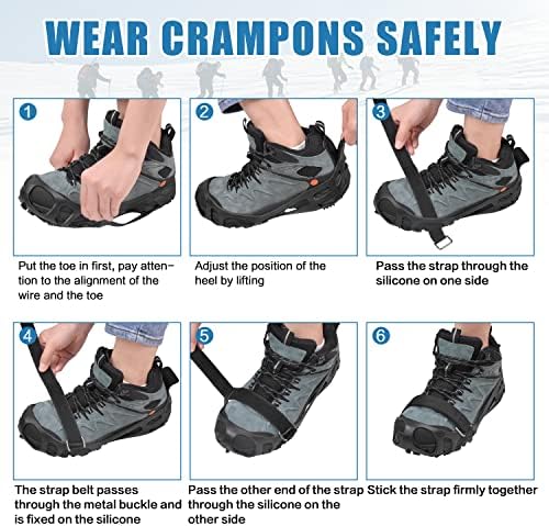 Ice Cleats Snow Traction Cleats Crampon for Walking on Snow and Ice Non-Slip Overshoe Rubber Anti Slip Crampons Slip-on Stretch Footwear