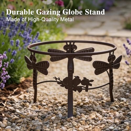 Topadorn Gazing Ball Stand for 10 /12 Inch Garden Globe with Butterfly | Metal Garden Globe Stand with Butterfly Design, Outdoor Weather Resistant Decorative Holder for Yard Patio Lawn