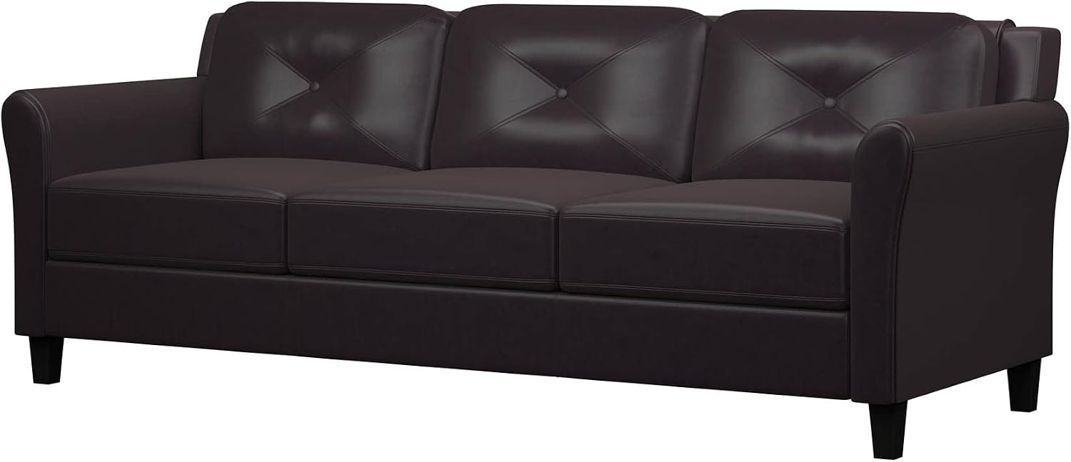 Studio Living Harrington 57.9" Loveseat, Transitional Modern, Pocket Coil Comfort, Easy Assembly, Microfiber Fabric, Dark Grey