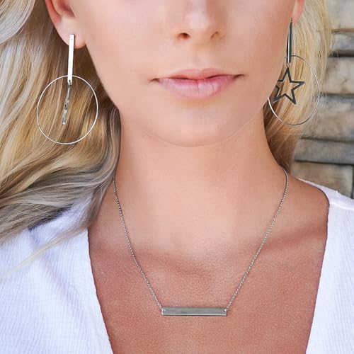Multi Gold Bar Necklace for Women Vertical/Horizontal Bar Pendant Necklaces with Adjustable Chain Necklace Adult Jewelry