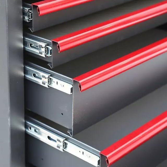 Heavy Duty 36" 8-Drawer Tool Chest and Cabinet Combo, Black with Red Accents, Rolling Casters