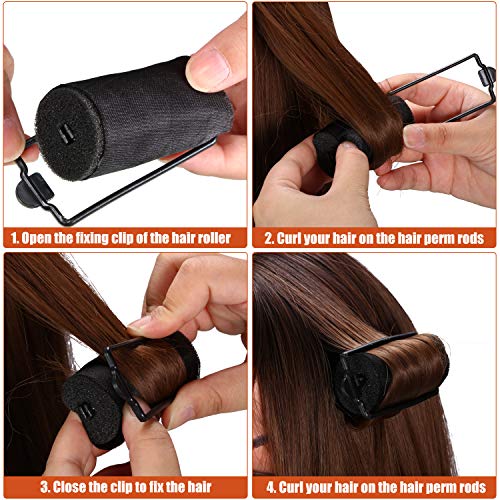 WILLBOND 40 Pcs Sponge Hair Rollers Satin Foam Curlers with Clips, Black
