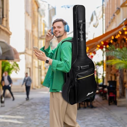 41 Inches Guitar Bag Dual Adjustable Shoulder Strap Acoustic Guitar Case Gig Bag, Waterproof Oxford Cloth 0.3 Inch Thicken Sponge Pad, Black