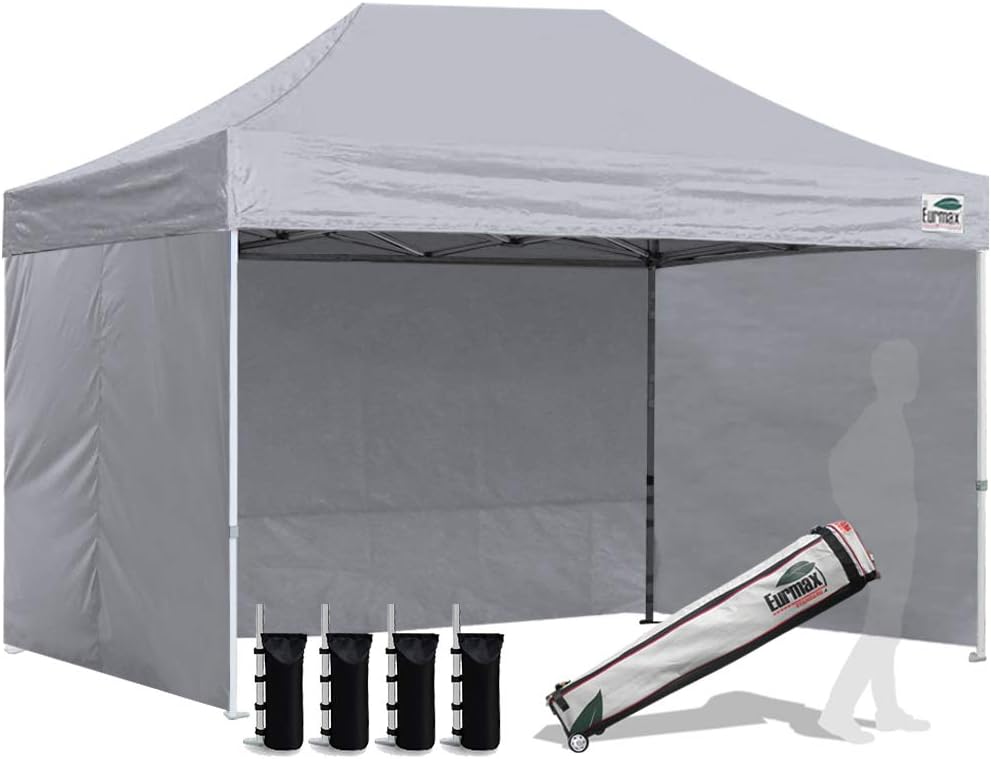 Eurmax USA 10x10 Pop Up Canopy Tent,Commercial Tent with Patented No-Tip Rolling Bag,4 Zippered Removable Walls,UV & Water Resistant Canopy Top,Heavy Duty Outdoor Gazebo,Instant Shelter(White)