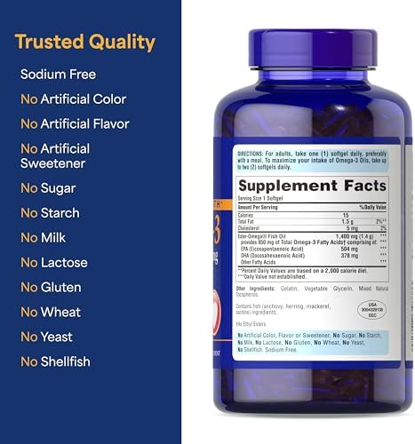 Puritan's Pride Triple Strength Omega-3 Fish Oil 1400mg, 240 Softgels
