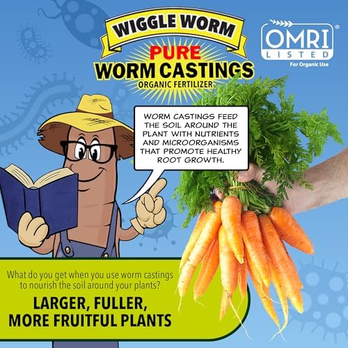 Wiggle Worm 100% Pure Organic Worm Casting Fertilizer, 15lb | Mineral-Dense Formula Improves Soil Fertility
