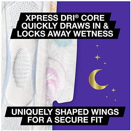U by Kotex AllNighter Ultra Thin Overnight Pads with Wings, Unscented, 28 Count