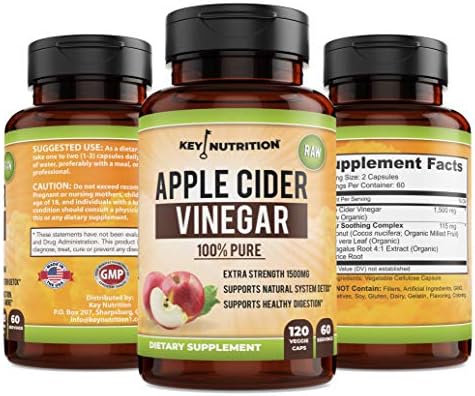 Apple Cider Vinegar 1500mg, 100% Organic, Pure & Raw - Healthy Digestion & Detox Support - 60 Day Supply