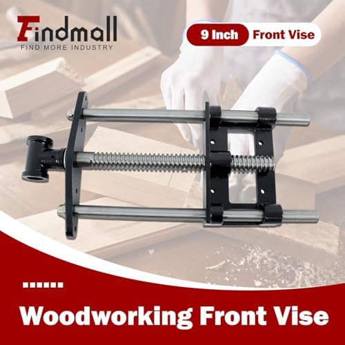 findmall 9 Inch Woodworking Front Vise Heavy-Duty Steel and Cast Iron Front Bench Vise - Fit for Woodworking Projects