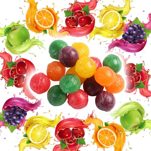 Assorted Fruit Balls Hard Candy, 4 lb Sour Variety, Office Candies | Approx. 520 Pcs, orange, lemon, grape, green apple and cherry sweets for offices, desks, classrooms