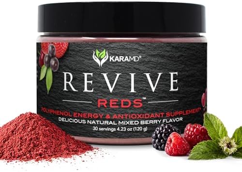 KaraMD Revive Reds, Natural Energy Boosting Superfood Powder, 30 Servings | Concentrated Polyphenol Blend