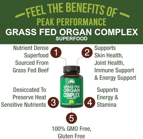 Peak Performance Grass Fed Beef Organ Complex Capsules from New Zealand
