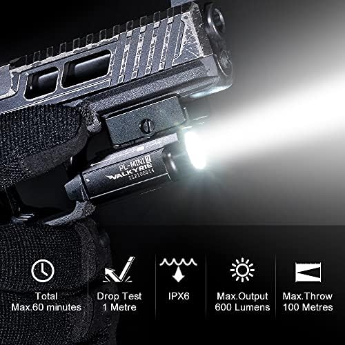 OLIGHT PL-Mini 2 Valkyrie Compact Weaponlight, 600 Lumens Tactical Flashlight and I3T EOS 180 Lumens Dual-Output Slim EDC Flashlight