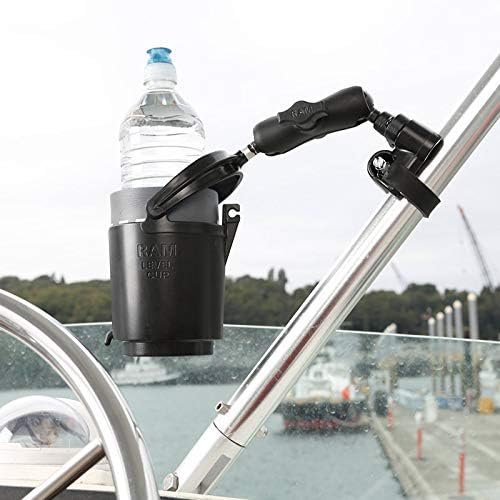 RAM MOUNTS Level Cup Self-Leveling Drink Holder with Medium B Size Arm | Holds drinks up to 16 oz, compatible with RAM Mounts B Size 1" components