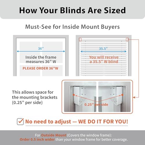 DEZ FURNISHINGS Cordless 2" Faux Wood Blind, 25" W x 64" H, White