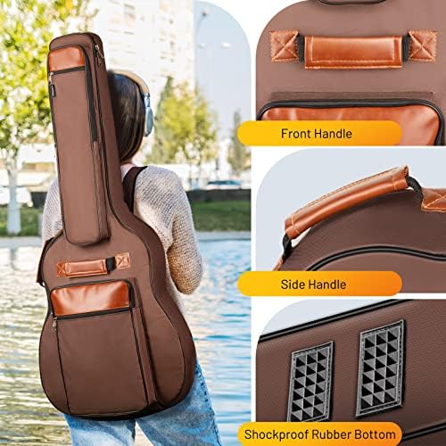 CAHAYA Guitar Bag 40 41 42 In 6 Pockets Guitar Case Water Resistent Oxford Cloth 0.5 In Extra Thick Sponge Padded for Acoustic Classical Guitar with